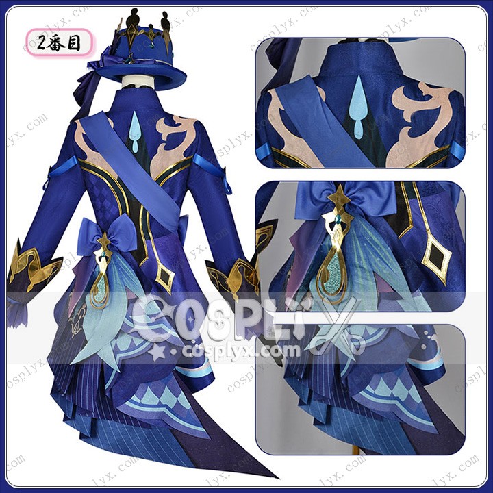 原神げんしん Genshin 黒Ver フリーナ/Furina フォカロルス/Focalors 付けまつ毛付き コスプレ衣装/ウィッグ/靴 コスチューム