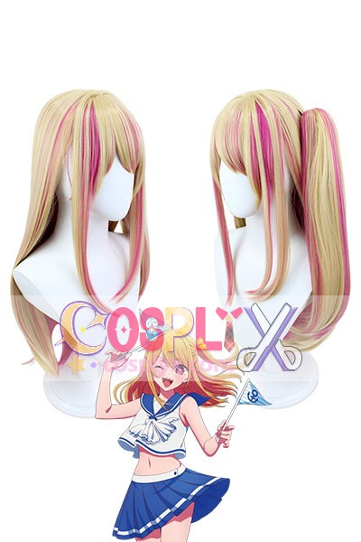 推しの子 星野瑠美衣 ほしのるびい ルビー コスプレウィッグ 金色とピンクのハイライトサイドポニーテール