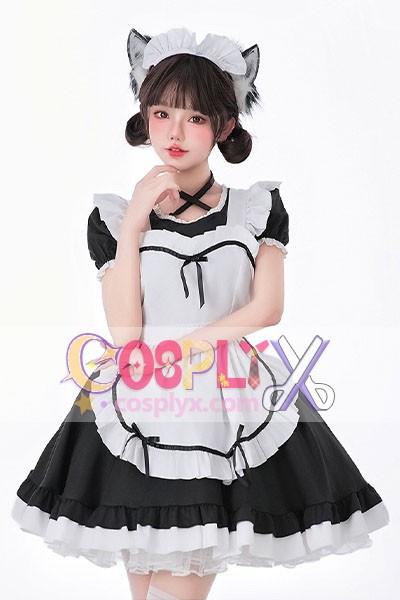 新型メイド服セット 可愛いロリータ 白黒メイド服 アニメ コスプレ仮装  ワンピース コスチューム
