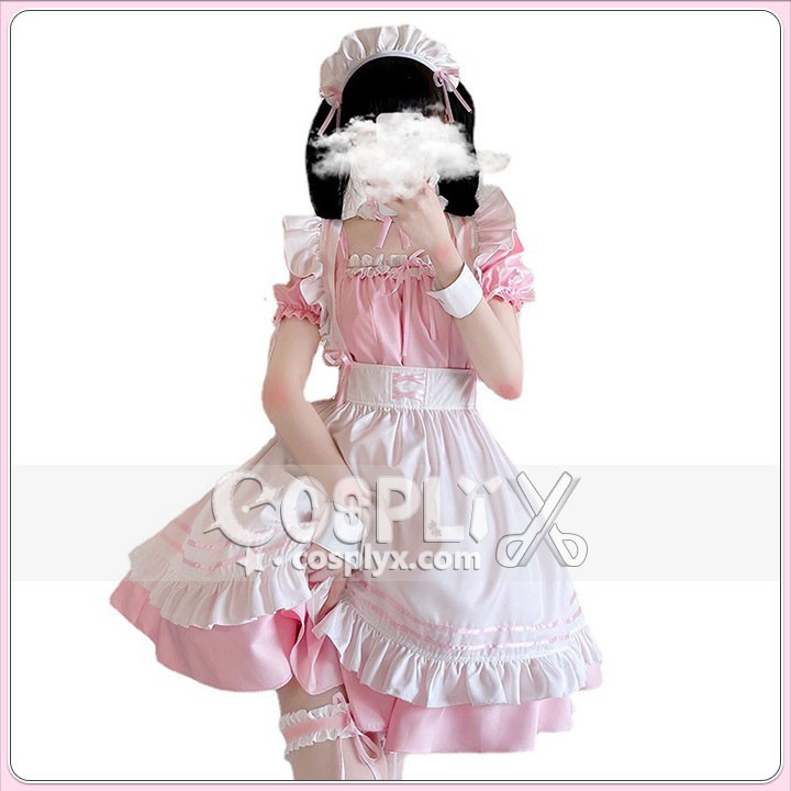 日本のピンクのメイド服
