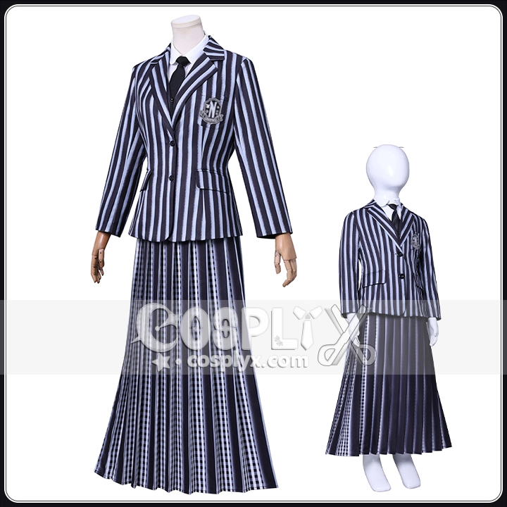 ネバーモア・アカデミー グレー 印刷スタイル コスチューム