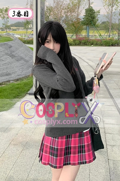 JK制服 セット 秋冬 学院風 ブラック Vネック セーター ハイウエストスカート 制服 コスチュー