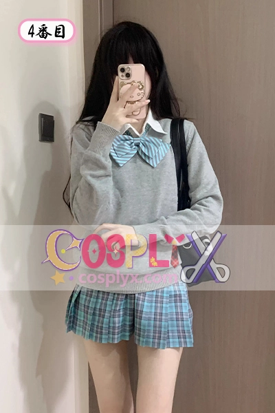 JK制服 セット 秋冬 学院風 ブラック Vネック セーター ハイウエストスカート 制服 コスチュー