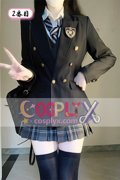 JK制服 セット 学院風 ブラック ブレザー ウエストシェイプ 学生風 スーツ コスチューム