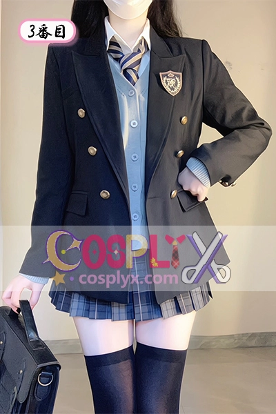 JK制服 セット 学院風 ブラック ブレザー ウエストシェイプ 学生風 スーツ コスチューム