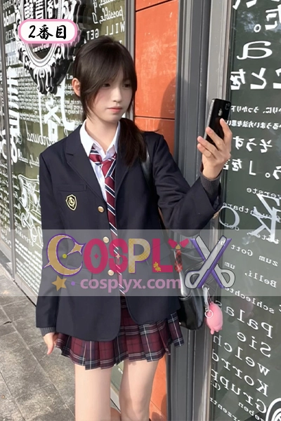 JK制服 セット ブラック ブレザー 秋冬 学院風 ウエストシェイプ 制服 コスチューム レディース