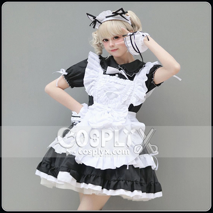 レース使い ふんわりスカート メイド服