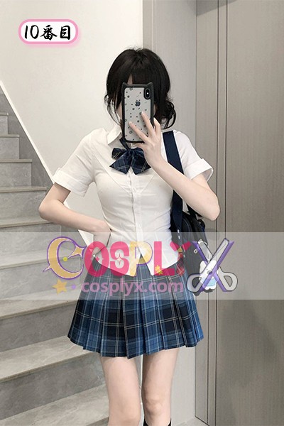 JK制服 セット 夏 学院風 チェック柄プリーツスカート 39cm ウエストシェイプ シャツ コスチューム