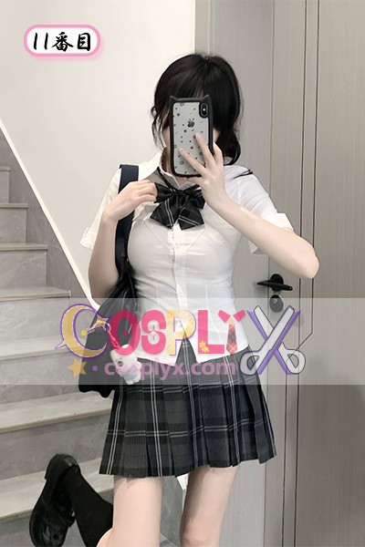 JK制服 セット 夏 学院風 チェック柄プリーツスカート 39cm ウエストシェイプ シャツ コスチューム