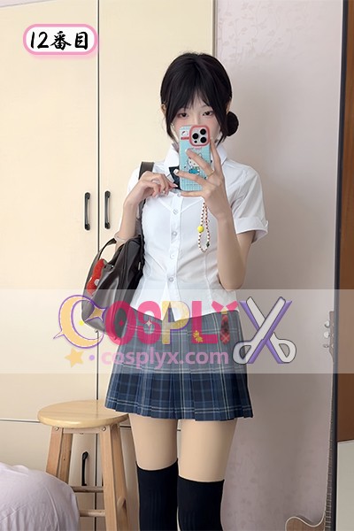 JK制服 セット 夏 学院風 チェック柄プリーツスカート 39cm ウエストシェイプ シャツ コスチューム