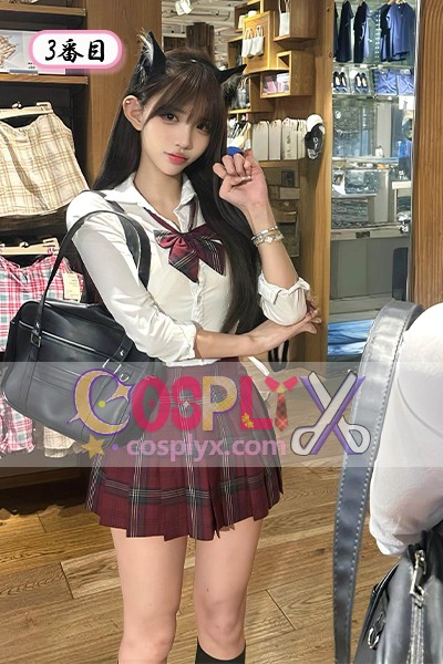 JK制服 セット 夏 学院風 チェック柄プリーツスカート 39cm ウエストシェイプ シャツ コスチューム