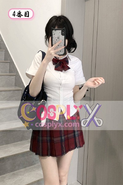 JK制服 セット 夏 学院風 チェック柄プリーツスカート 39cm ウエストシェイプ シャツ コスチューム