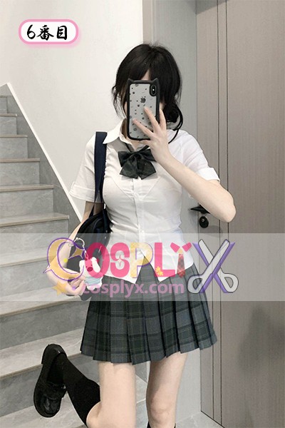 JK制服 セット 夏 学院風 チェック柄プリーツスカート 39cm ウエストシェイプ シャツ コスチューム