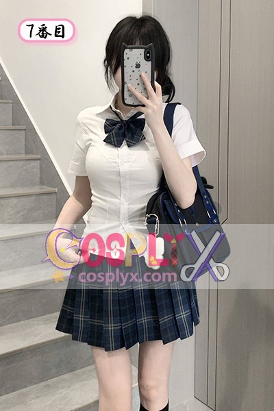 JK制服 セット 夏 学院風 チェック柄プリーツスカート 39cm ウエストシェイプ シャツ コスチューム