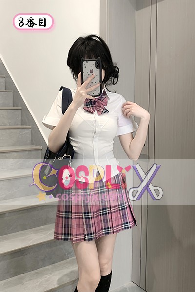 JK制服 セット 夏 学院風 チェック柄プリーツスカート 39cm ウエストシェイプ シャツ コスチューム
