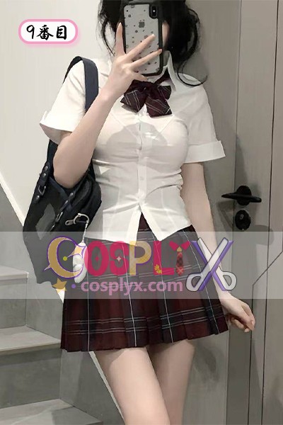 JK制服 セット 夏 学院風 チェック柄プリーツスカート 39cm ウエストシェイプ シャツ コスチューム