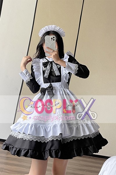 英国風長袖メイド服 コスプレ衣装