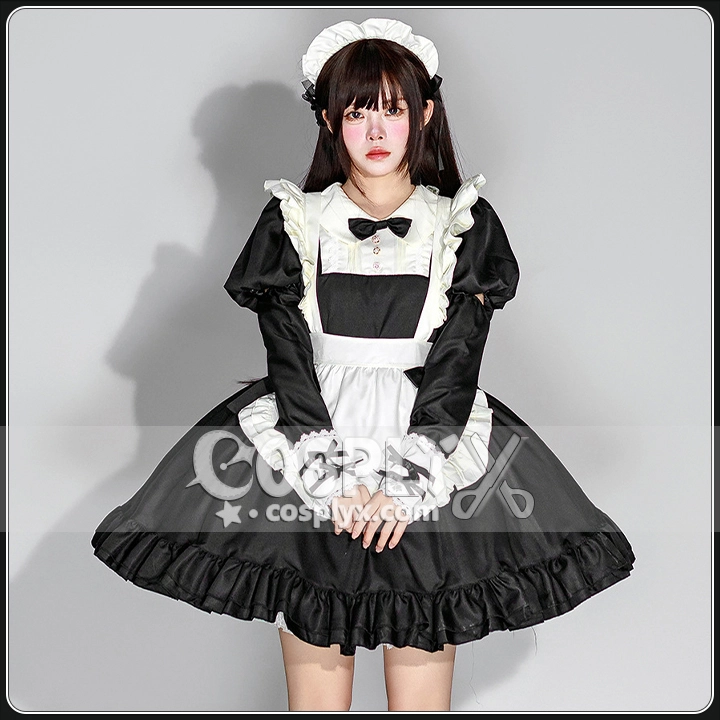 黒 メイド服 ワンピース